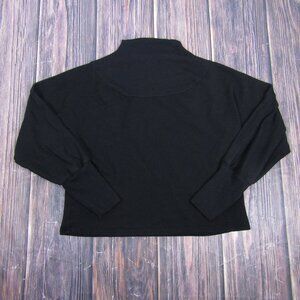 Amour Vert Black Ribbed Turtleneck Cropped Sweater Made in USA XS
